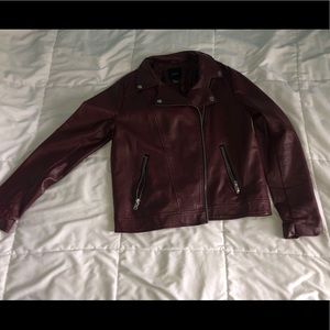 Burgundy faux-leather jacket